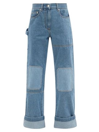 JW Anderson + Logo-Embroidered Patchworked Jeans