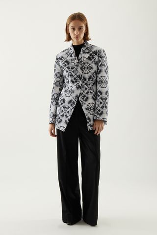 Cos + Tie Detail Jacquard Blazer
