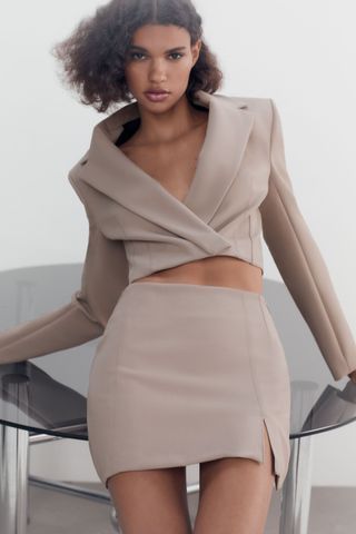 Zara + Mini Skirt With Slit