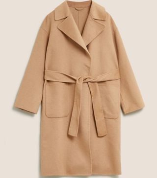 Marks and Spencer + Wool Belted Longline Coat