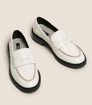 Marks and Spencer + Wide Fit Leather Flat Loafers