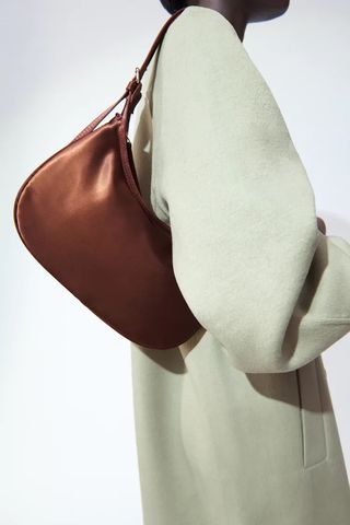 Zara + Satin Effect Shoulder Bag in Pink