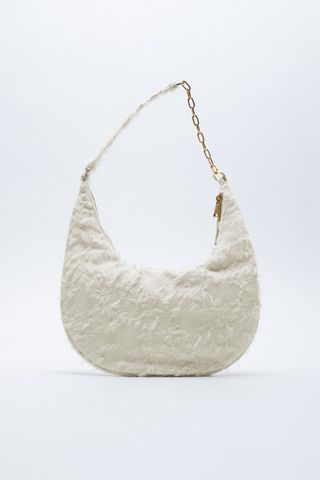 Zara + Frayed Fabric Shoulder Bag