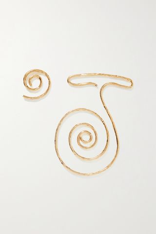 Jacquemus + La Spirale Hammered Gold-Tone Earrings