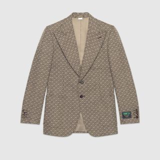 Gucci + G Jacquard Wool Jacket With Gucci Label