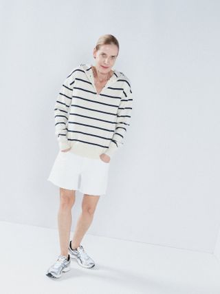 Raey + Boiled-Cashmere Striped Knit Hoodie