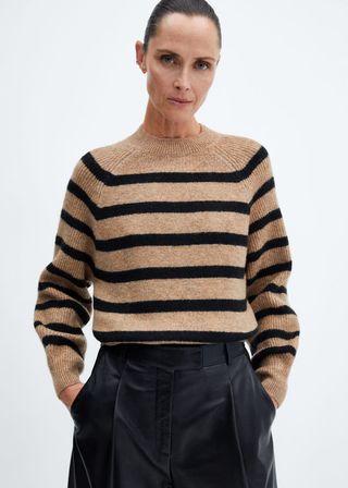 Mango + Round-Neck Striped Sweater