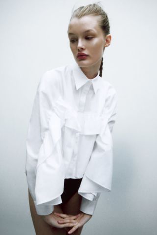 Zara + Ruffled Poplin Shirt