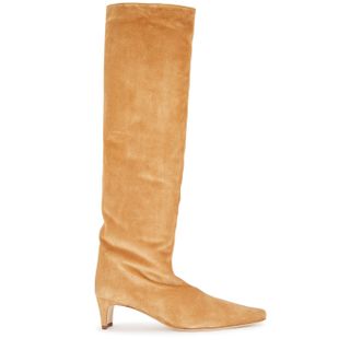 Staud + Wally Camel Suede Knee-High Boots