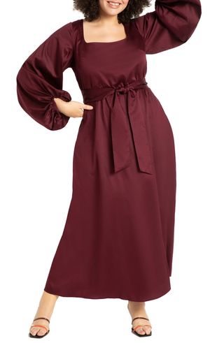 Eloquii + Square Neck Long Sleeve Maxi Dress