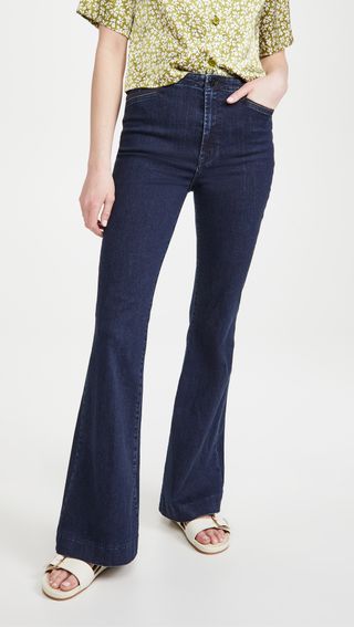 J Brand + Darted High Rise Trouser Flare Jeans