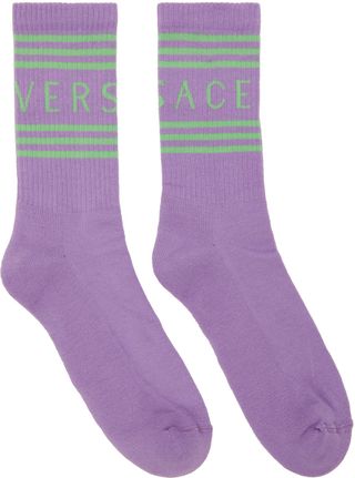 Versace + Purple & Green Logo Socks