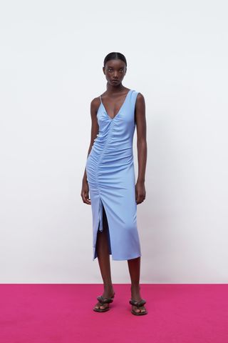 Zara + Ruched Asymmetric Dress