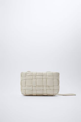Zara + Woven Quilted Leather Crossbody Bag