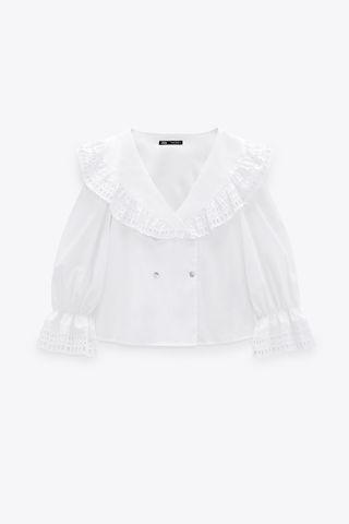 Zara + Embroidered Collar Shirt