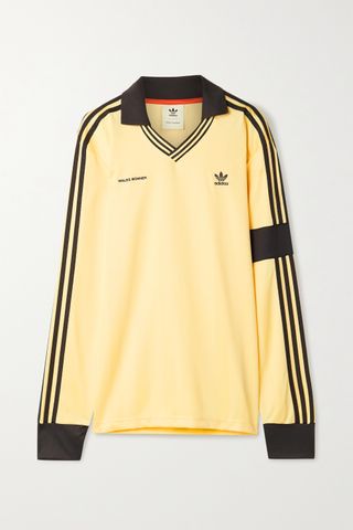 Adidas Originals x Wales Bonner + Striped Satin-Piqué Polo Shirt