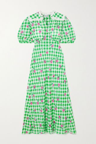Rixo + Gwen Gingham Floral-Print Crepe Midi Dress