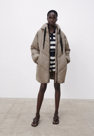 Zara + Hooded Puffer Coat