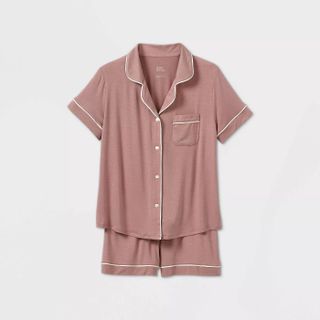 Stars Above + Soft Short Sleeve Notch Collar Top and Shorts Pajama Set