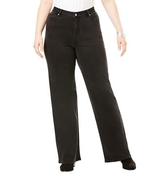 Romans + Plus Size Wide-Leg Jean With Invisible Stretch Soft Comfortable
