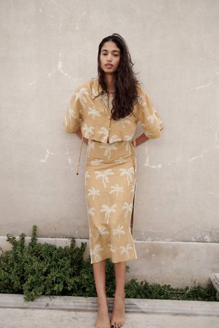 Zara + Printed Midi Skirt