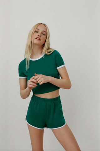 Zara + Contrast Piping Shorts