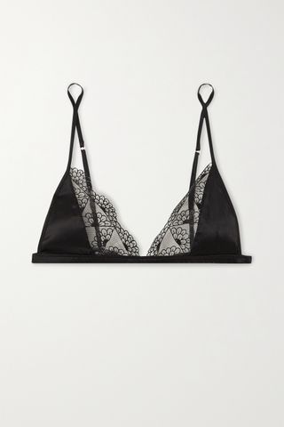 Coco De Mer + Evita Scalloped Lace and Stretch-Satin Soft-Cup Triangle Bra