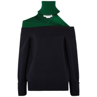 Monse + Two-Tone Cut-Out Wool-Blend Jumper