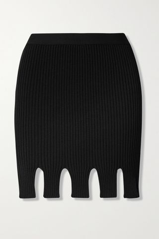 Bottega Veneta + Cutout Ribbed-Knit Mini Skirt
