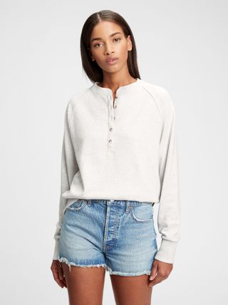 Gap + Vintage Soft Henley Raglan Sweatshirt