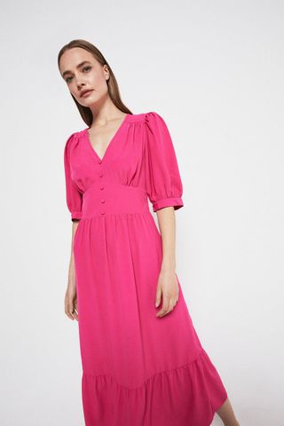 Warehouse + Pink Midi Dress