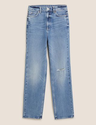 M&S Collection + High Waisted Authentic Straight Leg Jeans