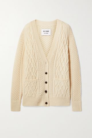 RE/DONE + 50s Cable-Knit Wool Cardgian