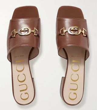 Gucci + Zumi Embellished Leather Mules