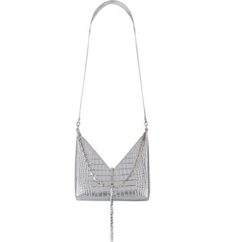 Givenchy + Small Cut-Out Croc Embossed Metallic Leather Shoulder Bag