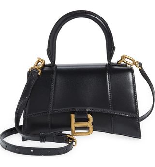 Balenciaga + Extra Small Hourglass Leather Top Handle Bag