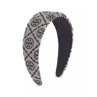 Tory Burch + T Monogram Wide Canvas Headband in Navy