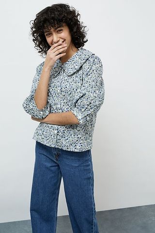 Selected Femme + Collar Printed Shirt