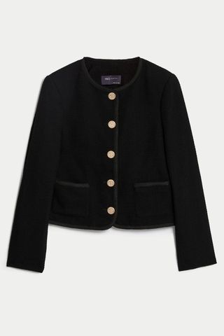 M&S Collection + Tweed Relaxed Collarless Short Jacket