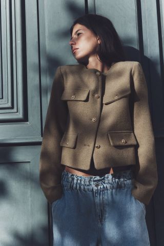 Zara + Cropped Jacket With Flaps