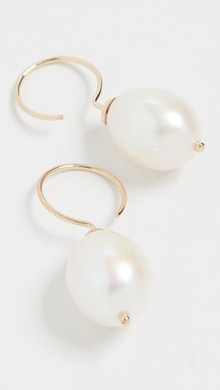 Ariel Gordon Jewelry + 14k Pearl Swing Hoop Earrings