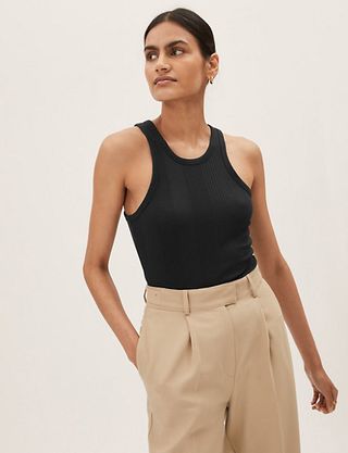 M&S Collection + Ribbed Racer Vest Top