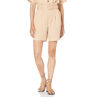The Drop + Rosie High-Waist Paperbag Pleated Belted Long Short