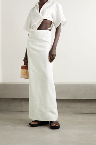 Jacquemus + Novio Cutout Linen-Jacquard Maxi Skirt