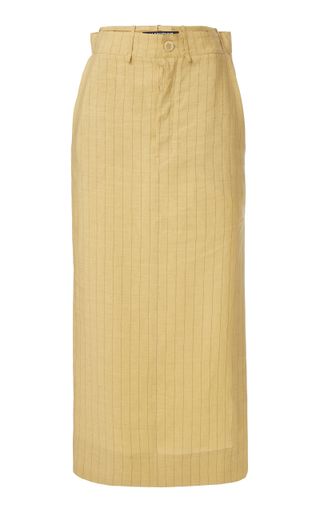 Jacquemus + Terraio Tie-Detailed Striped Linen Maxi Skirt