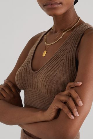 Loulou Studio + Tromelin Cropped Ribbed Mélange Cashmere Top