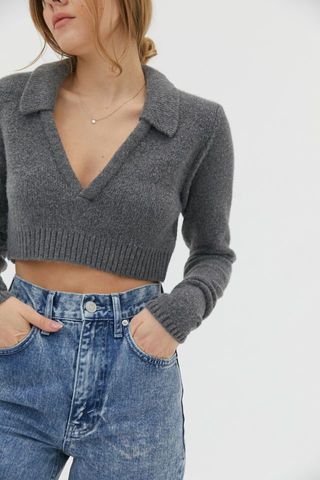 Urban Outfitters + Uo Walter Collared Cropped Sweater
