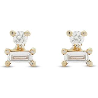 Stone and Strand + Double Stacked Diamond Stud Earrings