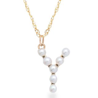 Stone and Strand + Pearl Initial Pendant Necklace