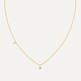 Stone and Strand + Moon and Star 14-Karat Gold Diamond Necklace
